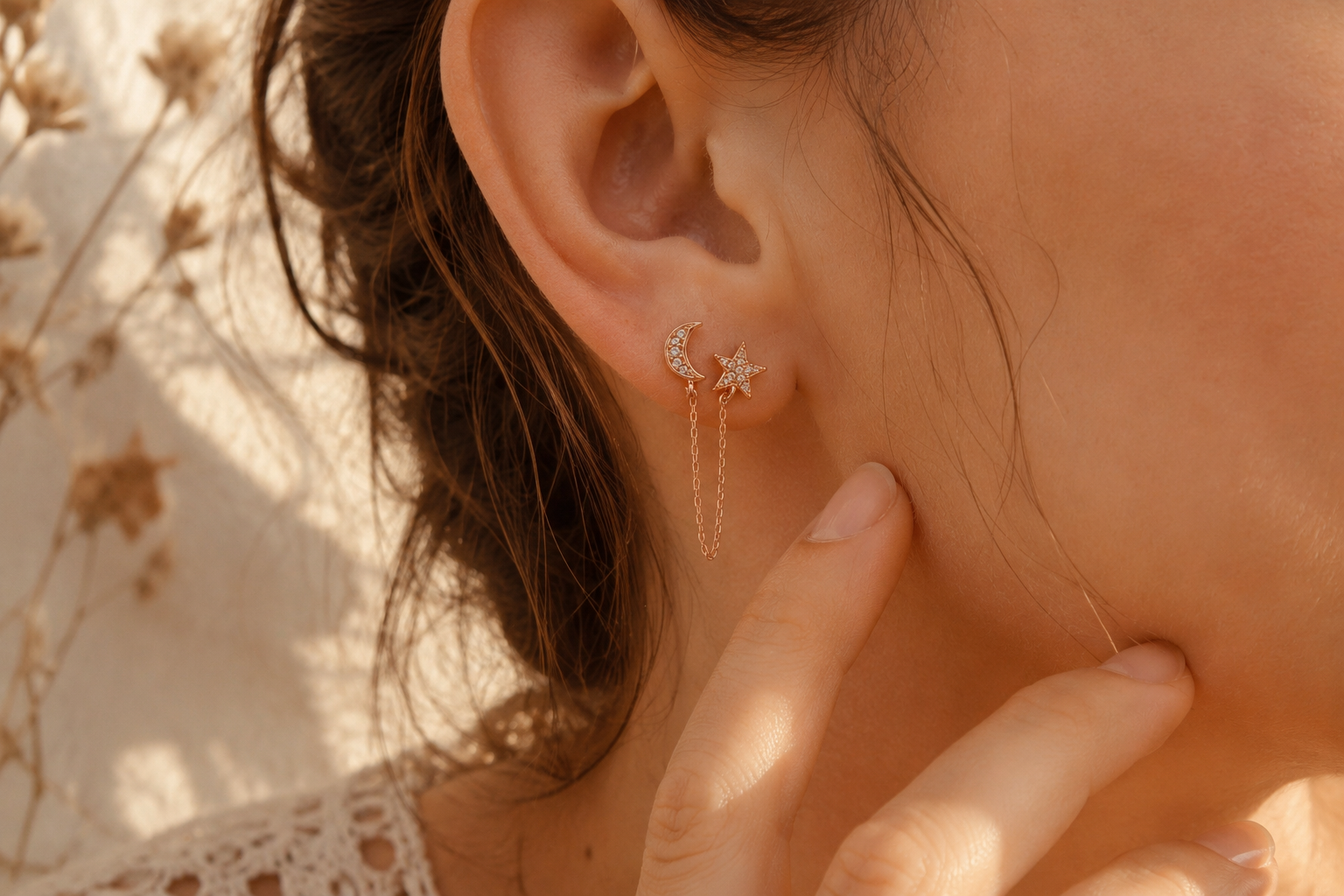 Celeste Pavé Moon & Star Studs