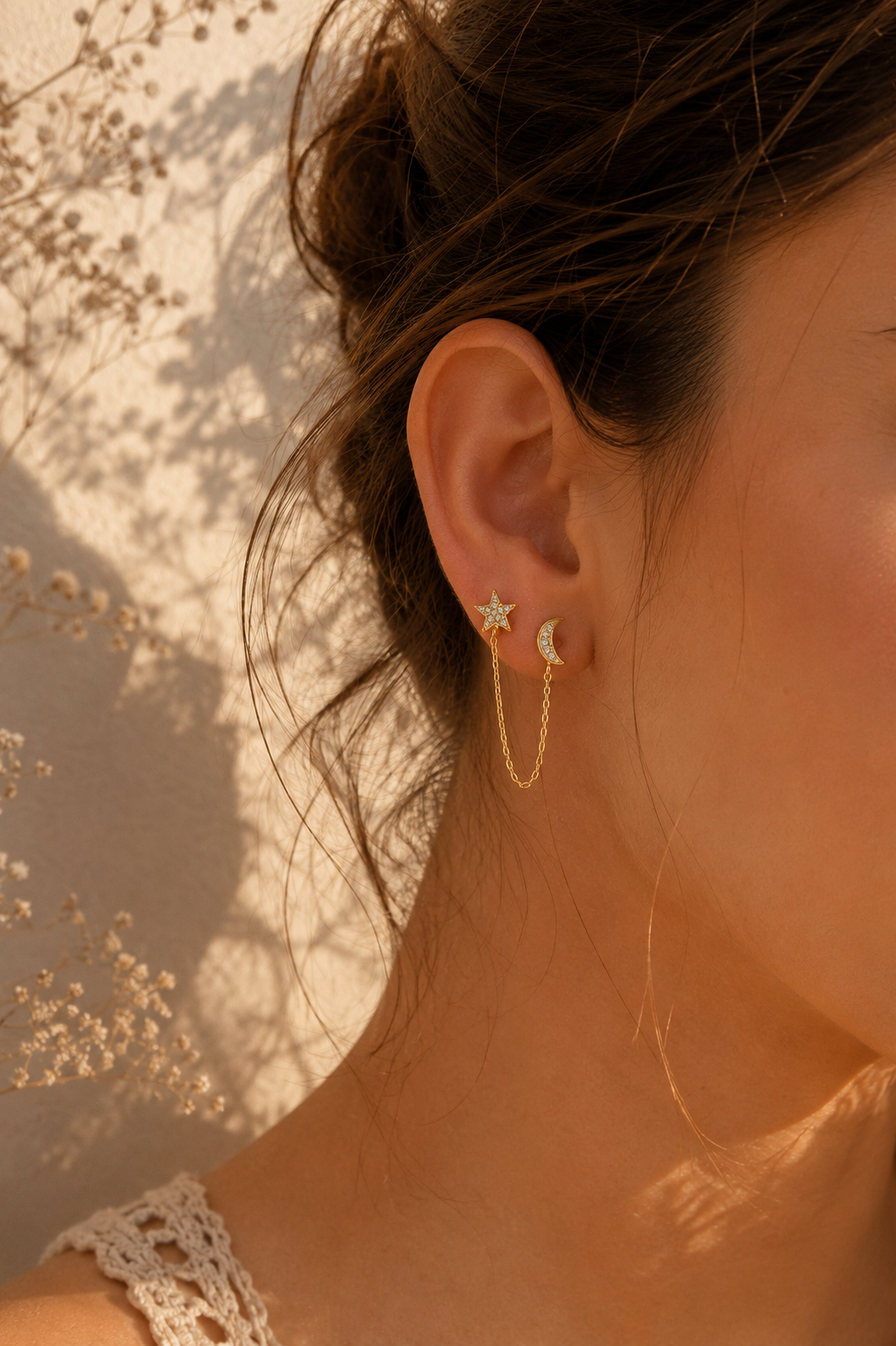 Celeste Pavé Moon & Star Studs