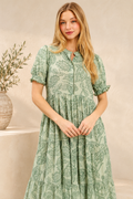 Willow Grace Paisley Print Midi Dress