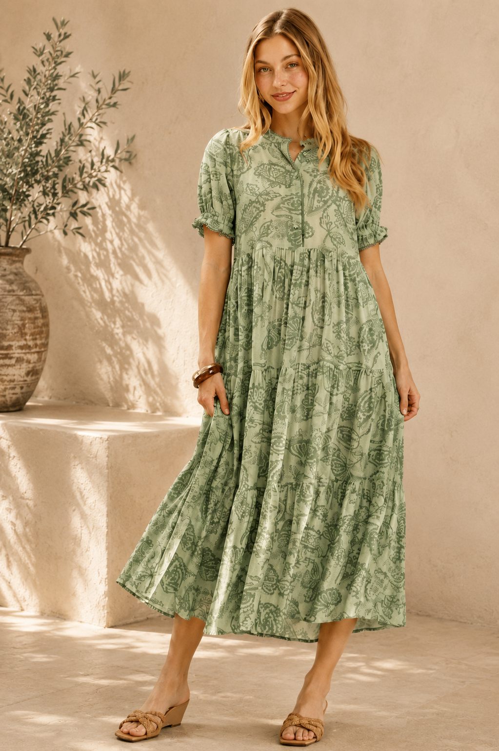 Willow Grace Paisley Print Midi Dress