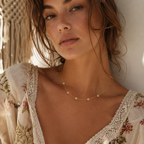 Aura Bezel Station Necklace