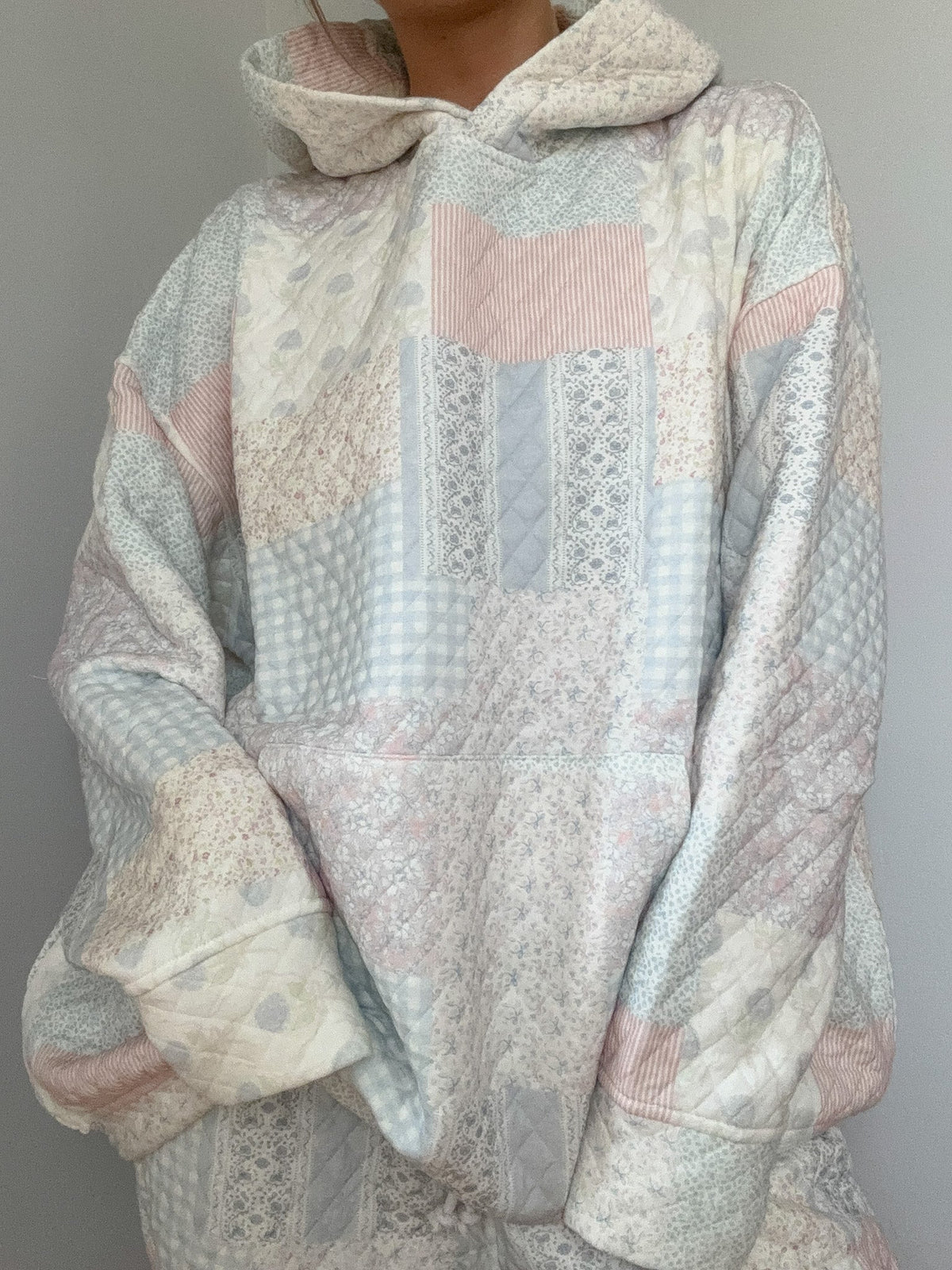 Shades Of Blue Quilted Pastel Hoodie