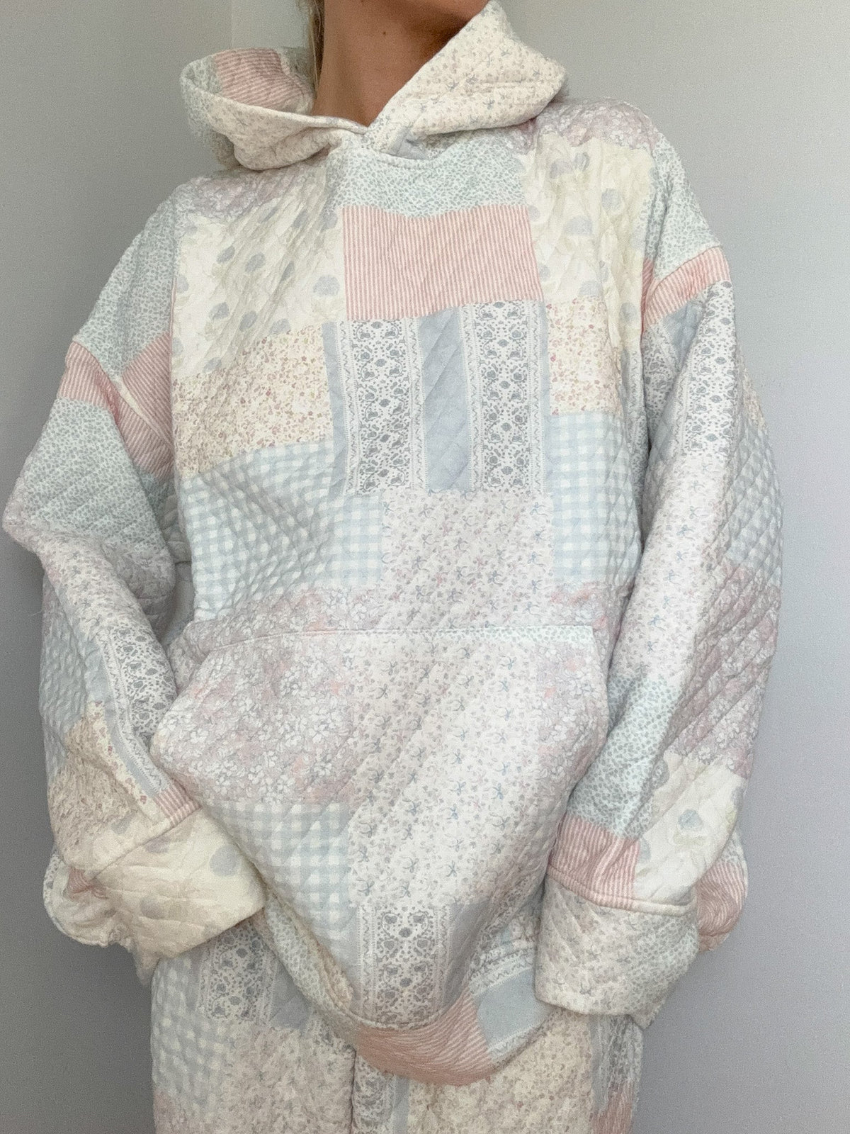 Shades Of Blue Quilted Pastel Hoodie