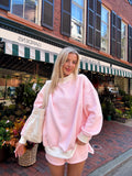 Light Pink and White Big Striped Mockneck Sweatshirt