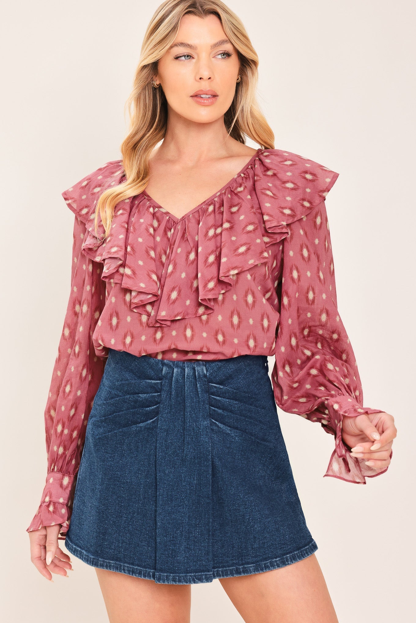 Women's Ruched Denim Skort
