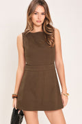 ESPRESSO DATE WOVEN SKORT ROMPER