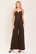 TOFFEE SWEETHEART WOVEN JUMPSUIT