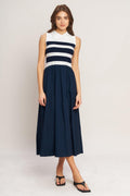 Stripe Elegance Sweater Midi Dress