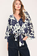WHITE MAGNOLIA CURRENT WOVEN TOP