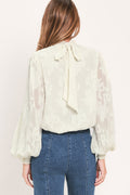 IVORY CLOUD EMBRACE WOVEN JACQUARD TOP