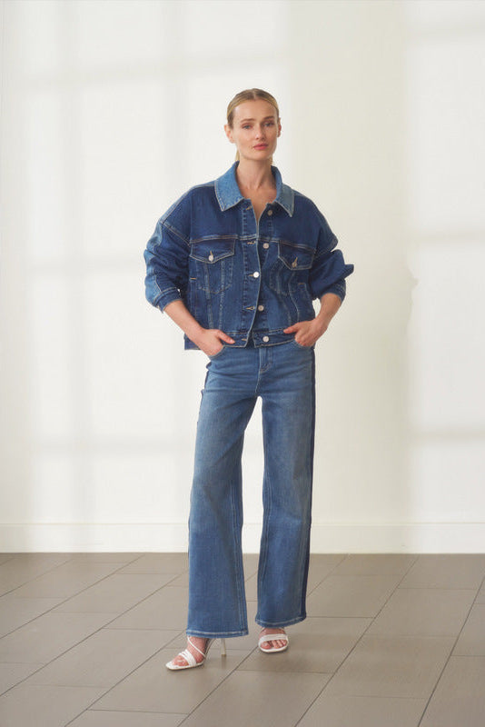 Gaia Cropped Oversized Denim Jacket