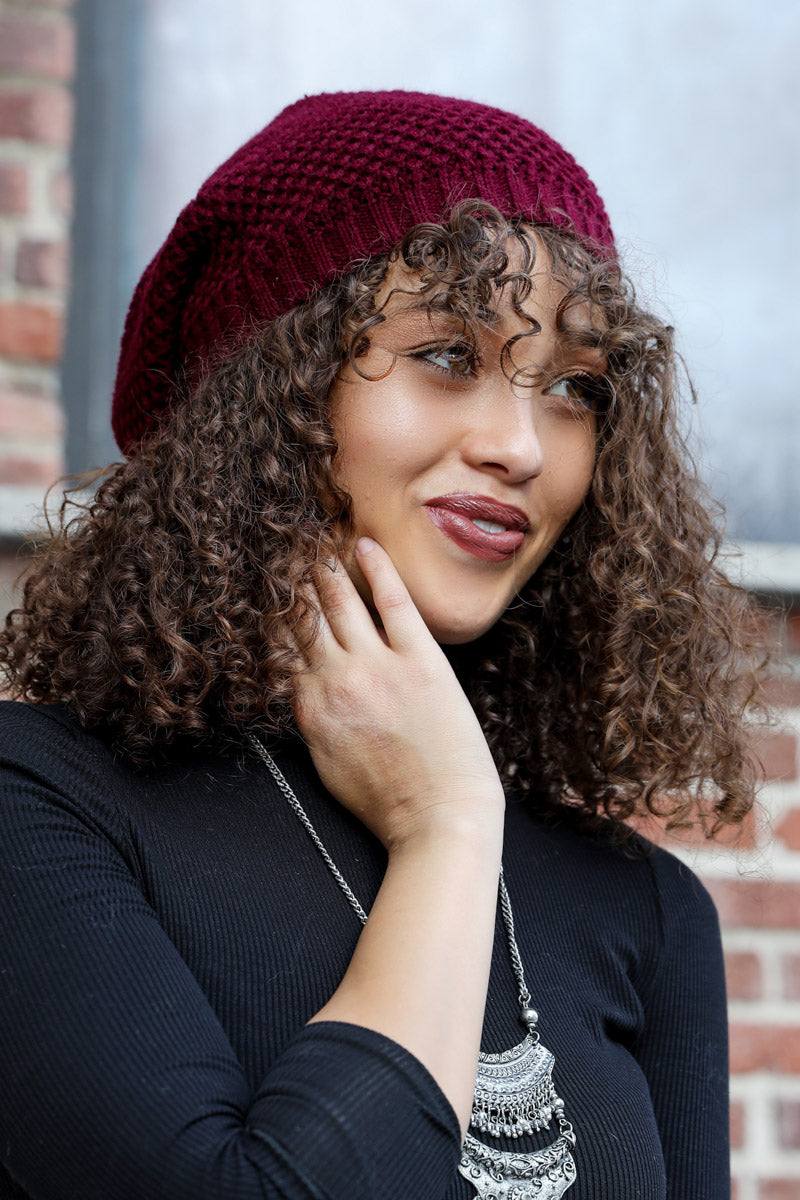 Unisex Waffle Knit Slouchy Beanie
