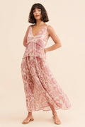 Boho Floral Ruffle Maxi Dress