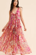 Boho Floral Ruffle Maxi Dress