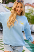 Here Comes The Sun Light Blue Graphic Sweatshirt