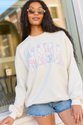 Mama Block Multi Daisy Print Cream Graphic Sweatshirt