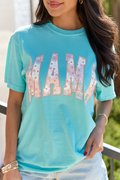 Mama Block Multi Daisy Mint Comfort Colors Graphic Tee