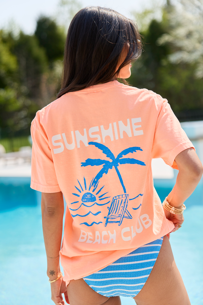 Sunshine Beach Club Neon Orange Comfort Colors Graphic Tee