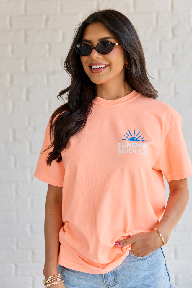 Sunshine Beach Club Neon Orange Comfort Colors Graphic Tee