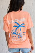 Sunshine Beach Club Neon Orange Comfort Colors Graphic Tee