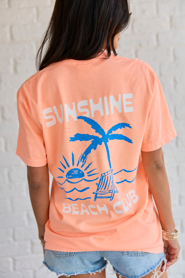 Sunshine Beach Club Neon Orange Comfort Colors Graphic Tee