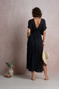 Raja Black V-Neck Batwing Maxi Dress