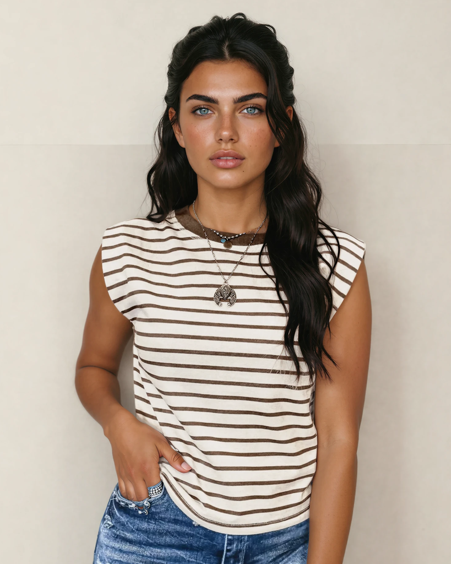 Serena Stripe Ribbed Tank Top