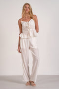 Tila White Tie-Front Peplum Top