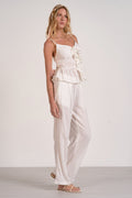 Tila White Tie-Front Peplum Top