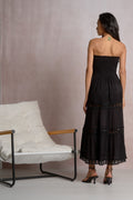 Soli Black Strapless Tiered Maxi Dress