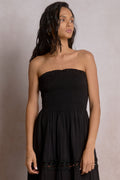 Soli Black Strapless Tiered Maxi Dress