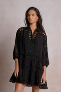 Solace Black Eyelet Ruffle Mini Dress