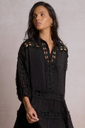 Solace Black Eyelet Ruffle Mini Dress