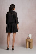 Solace Black Eyelet Ruffle Mini Dress
