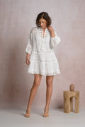 Solace White Eyelet Ruffle Mini Dress
