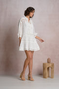 Solace White Eyelet Ruffle Mini Dress
