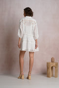 Solace White Eyelet Ruffle Mini Dress