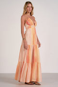 Strovia Coral Tiered Spaghetti Strap Maxi Dress