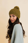 Women's Chunky Cable Knit Pom Pom Beanie