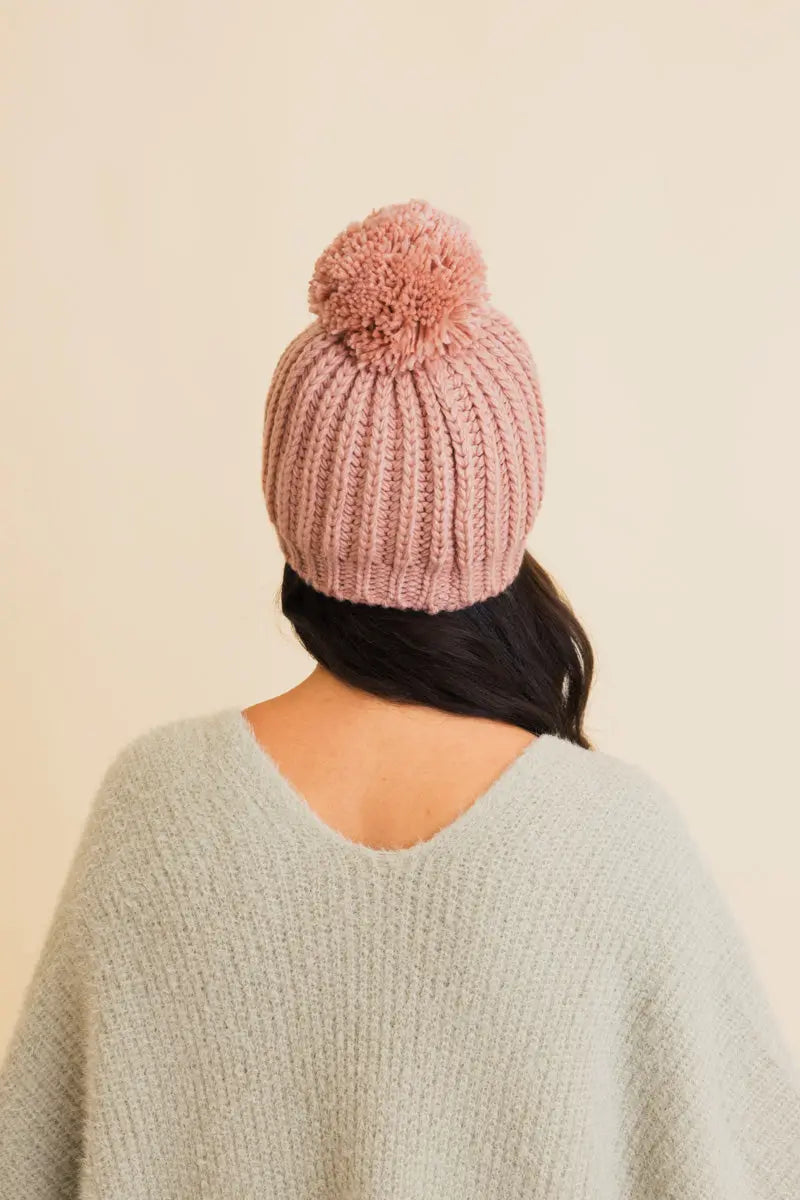Women's Chunky Cable Knit Pom Pom Beanie