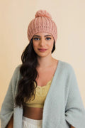 Women's Chunky Cable Knit Pom Pom Beanie