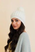Women's Chunky Cable Knit Pom Pom Beanie