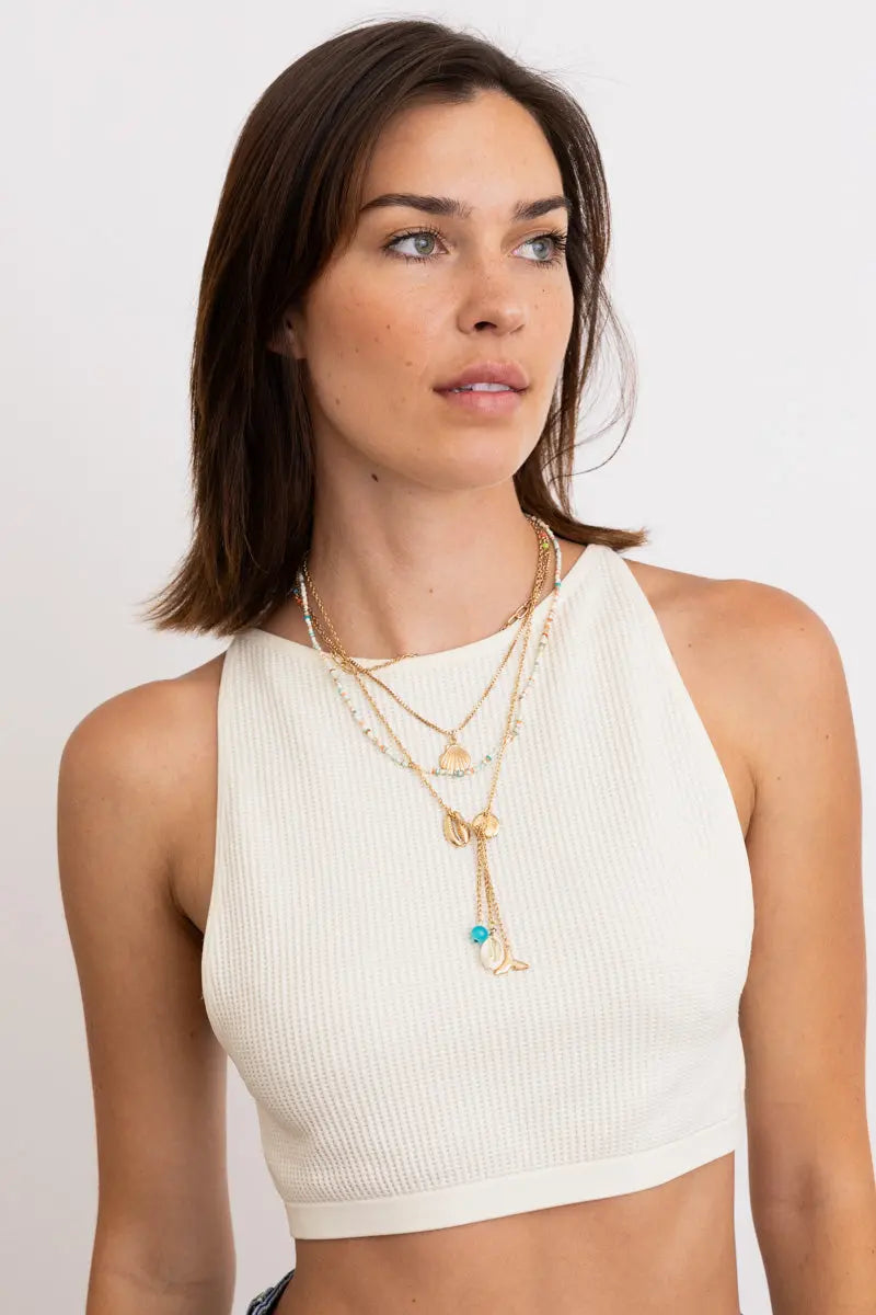Boho Layered Seashell Charm Necklace