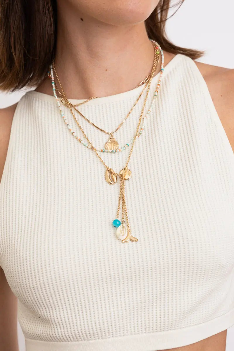 Boho Layered Seashell Charm Necklace