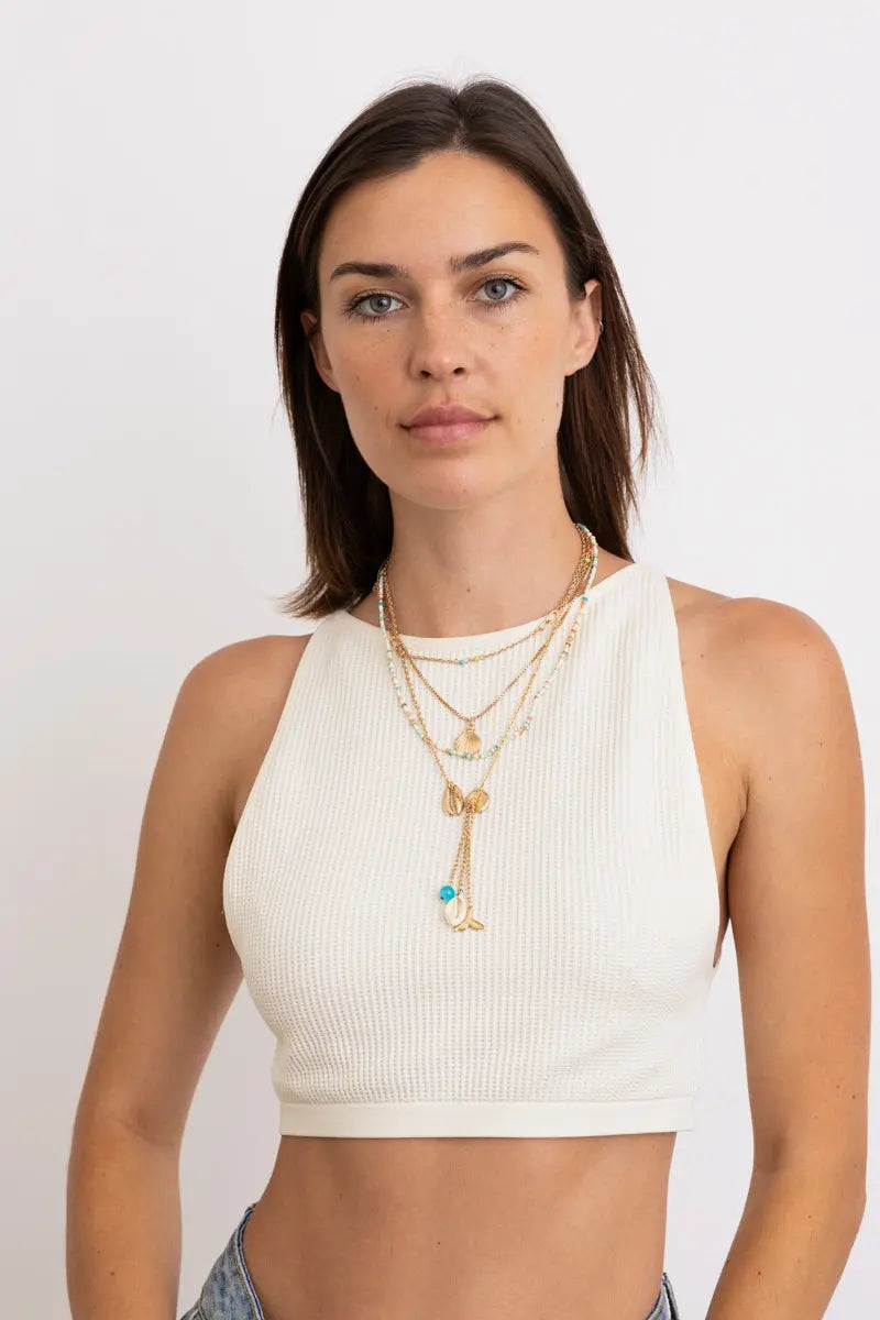 Boho Layered Seashell Charm Necklace