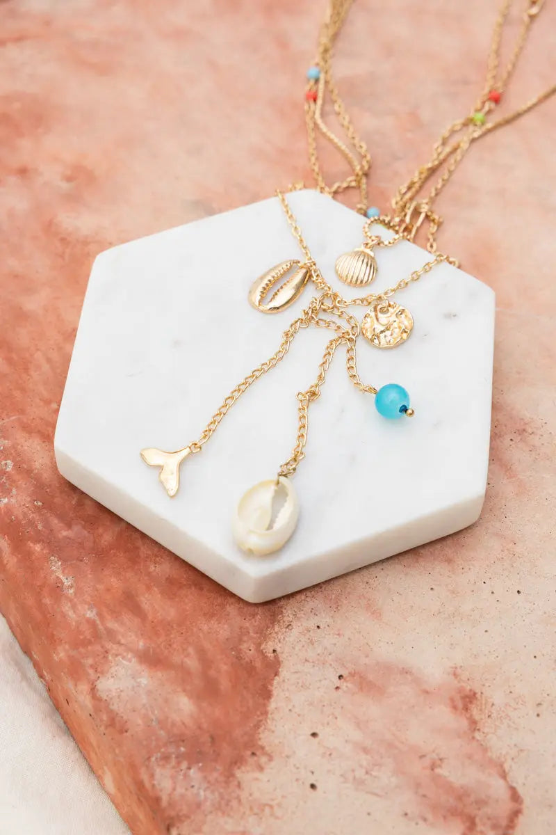 Boho Layered Seashell Charm Necklace