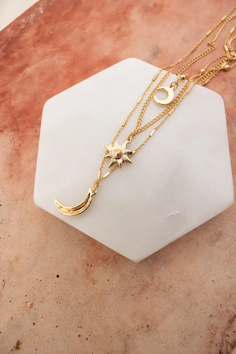 Celestial Layered Moon & Star Necklace