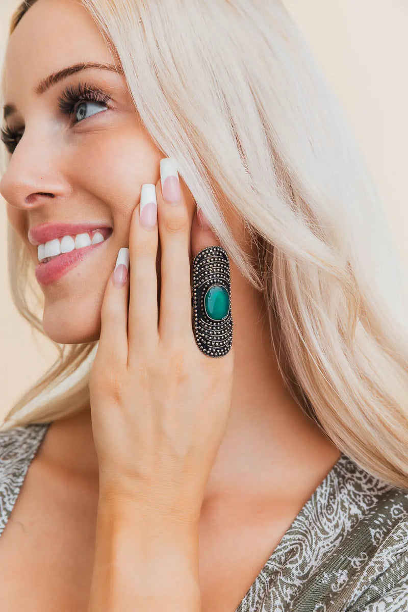 Vintage Boho Turquoise-Style Statement Ring