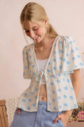 SO ME Shell Print Tie Blouse