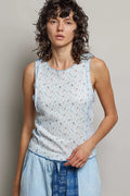 POL Seam detail Floral Ribbed Tank